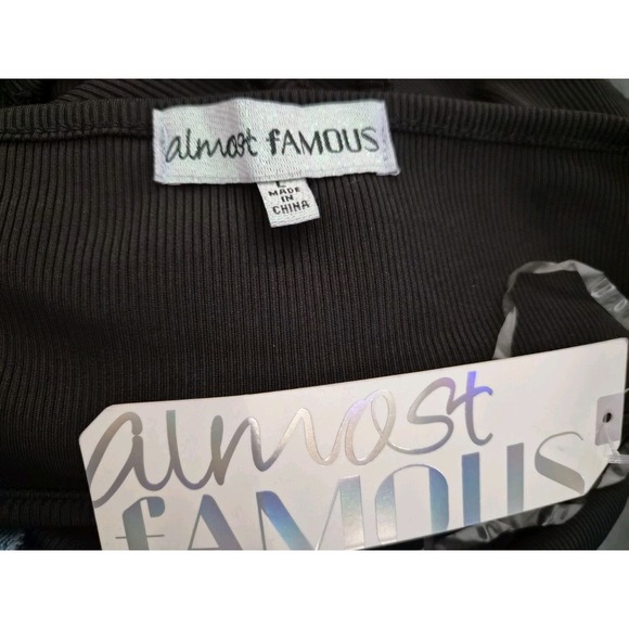 Almost Famous Black Ribbed Cut Out Halter Midi Dress Bodycon Womens Large NWT - Picture 7 of 7